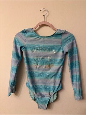More Than Magic Girls' Aqua and Light Purple Long Sleeve One-Piece Swimsuit 99
